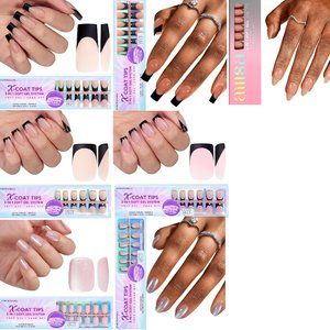 Massive 7 Bundle Sets of Pre painted polish Black French Tips Cat Eye Soft Gel